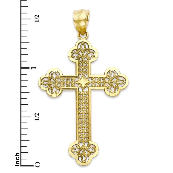 Solid 10k Gold Cross Pendant - Religious Jewelry Gifts Cross - Picture 4 of 5